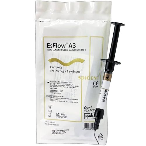 Resina Fluida Esflow Spident Jga x 2 gr. Resina Fluida Esflow Spident Jga X 2 GR es una resina compuesta fluida nanoh...