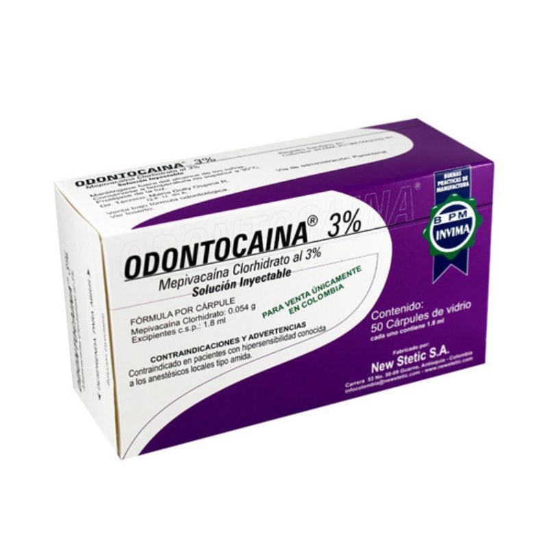 Anestesia Odontocaina Al 3% Caja x 50 ud New Stetic