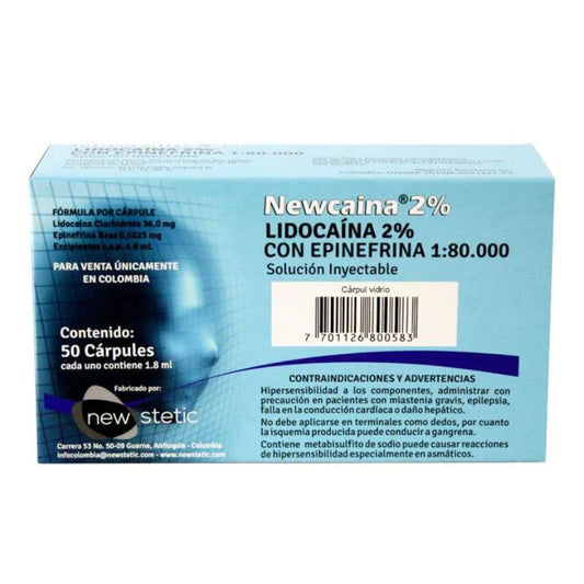 Anestesia Newcaina® 2% E-80 – Caja x 50 Ud New Stetic