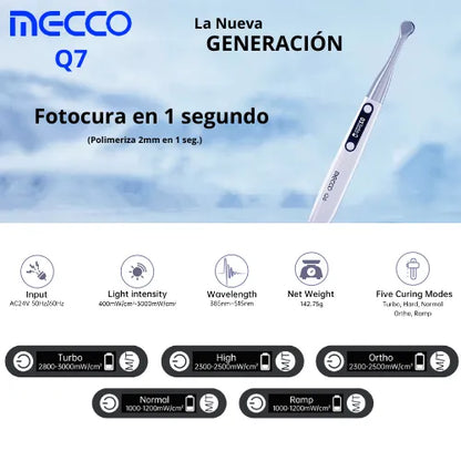 Lámpara de Fotocurado LED Q7 Mecco – Alta Potencia 3000 mW/cm²